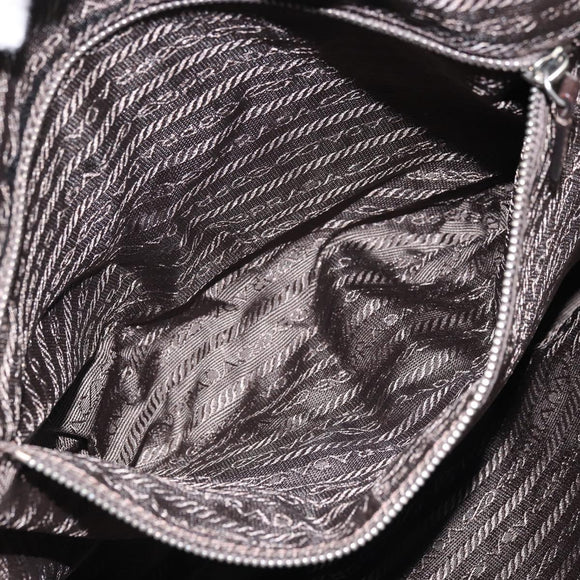 PRADA Tote Bag Canvas Beige Silver Auth ka2799