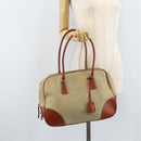 PRADA Tote Bag Canvas Beige Silver Auth ka2799-25