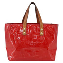 LOUIS VUITTON Monogram Vernis Reade PM Hand Bag Red Rouge M91088 LV Auth ka280-13
