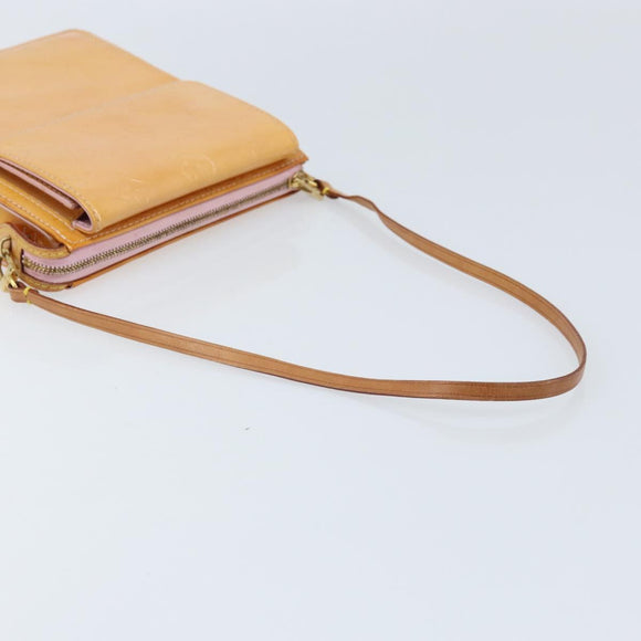 LOUIS VUITTON Monogram Vernis Motto Pouch Marshmallow Pink M91312 LV Auth ka2806