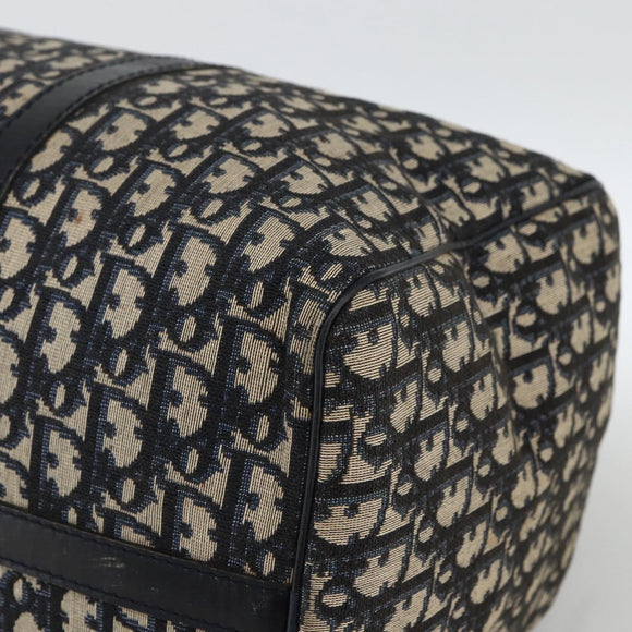 Christian Dior Trotter Canvas Boston Bag Navy Silver Auth ka2812