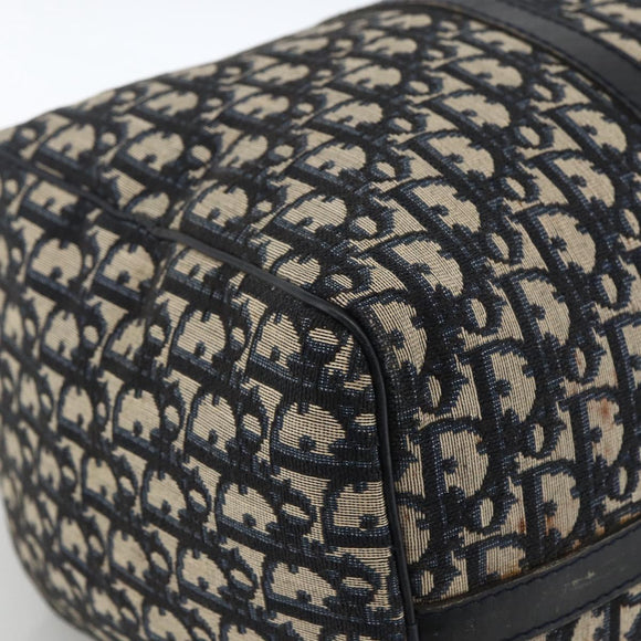 Christian Dior Trotter Canvas Boston Bag Navy Silver Auth ka2812