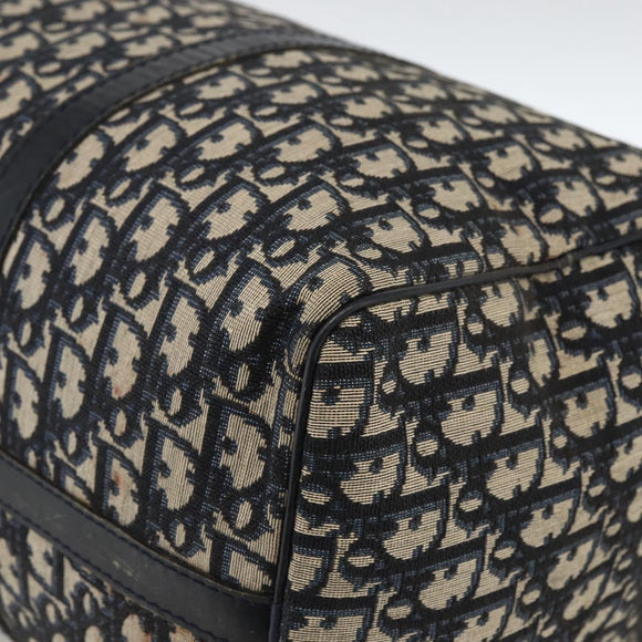 Christian Dior Trotter Canvas Boston Bag Navy Silver Auth ka2812