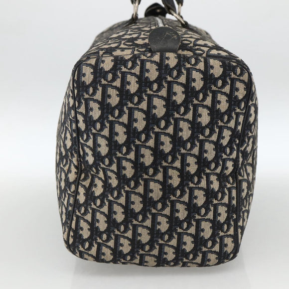 Christian Dior Trotter Canvas Boston Bag Navy Silver Auth ka2812