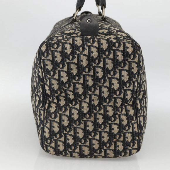 Christian Dior Trotter Canvas Boston Bag Navy Silver Auth ka2812