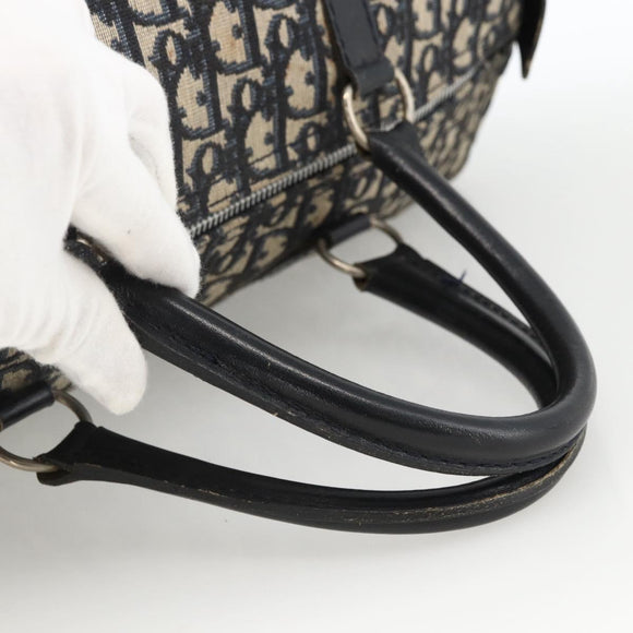 Christian Dior Trotter Canvas Boston Bag Navy Silver Auth ka2812