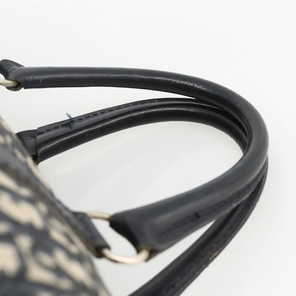 Christian Dior Trotter Canvas Boston Bag Navy Silver Auth ka2812