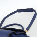 CELINE Trapeze Hand Bag Suede Leather 2way Blue Gold Auth ka2823-14