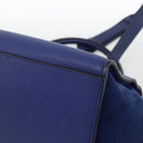 CELINE Trapeze Hand Bag Suede Leather 2way Blue Gold Auth ka2823-17