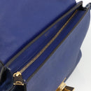 CELINE Trapeze Hand Bag Suede Leather 2way Blue Gold Auth ka2823-11