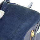 CELINE Trapeze Hand Bag Suede Leather 2way Blue Gold Auth ka2823-24