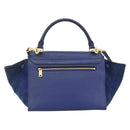 CELINE Trapeze Hand Bag Suede Leather 2way Blue Gold Auth ka2823-2