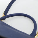 CELINE Trapeze Hand Bag Suede Leather 2way Blue Gold Auth ka2823-8