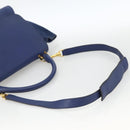 CELINE Trapeze Hand Bag Suede Leather 2way Blue Gold Auth ka2823-9