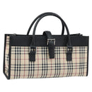 BURBERRY Nova Check Hand Bag Canvas Beige Silver Auth ka2824V-1