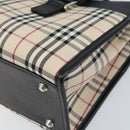 BURBERRY Nova Check Hand Bag Canvas Beige Silver Auth ka2824V-10