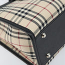 BURBERRY Nova Check Hand Bag Canvas Beige Silver Auth ka2824V-11