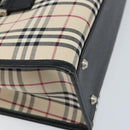 BURBERRY Nova Check Hand Bag Canvas Beige Silver Auth ka2824V-13