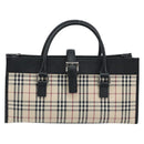 BURBERRY Nova Check Hand Bag Canvas Beige Silver Auth ka2824V-2