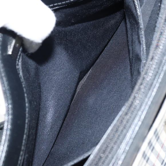 BURBERRY Nova Check Hand Bag Canvas Beige Silver Auth ka2824V