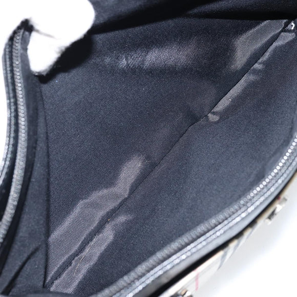 BURBERRY Nova Check Hand Bag Canvas Beige Silver Auth ka2824V