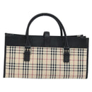 BURBERRY Nova Check Hand Bag Canvas Beige Silver Auth ka2824V-3