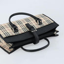 BURBERRY Nova Check Hand Bag Canvas Beige Silver Auth ka2824V-6
