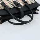 BURBERRY Nova Check Hand Bag Canvas Beige Silver Auth ka2824V-7