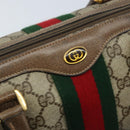GUCCI GG Supreme Web Sherry Line Boston Bag PVC Beige Gold 24 02 007 Auth ka2825-17