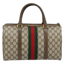 GUCCI GG Supreme Web Sherry Line Boston Bag PVC Beige Gold 24 02 007 Auth ka2825-2