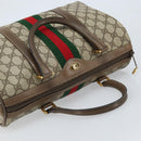 GUCCI GG Supreme Web Sherry Line Boston Bag PVC Beige Gold 24 02 007 Auth ka2825-6