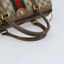 GUCCI GG Supreme Web Sherry Line Boston Bag PVC Beige Gold 24 02 007 Auth ka2825-7
