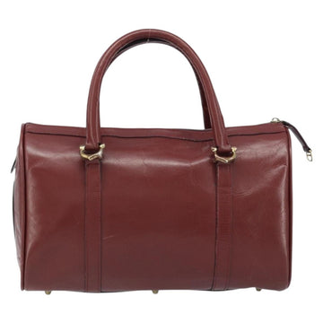 CARTIER Must Line Boston Bag Leather Bordeaux Gold Auth ka2826 - 0