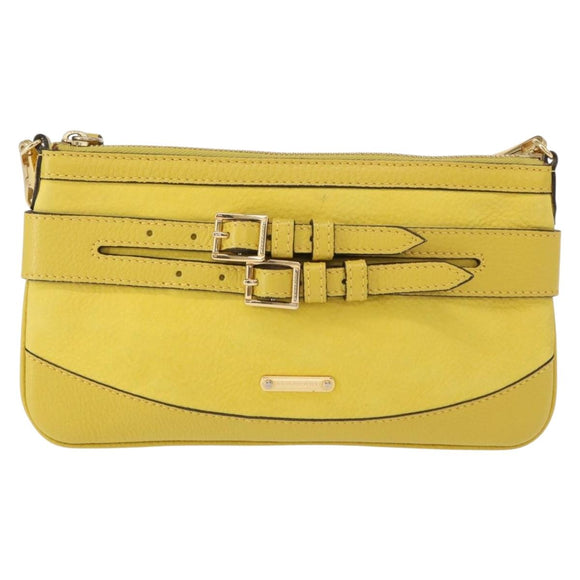 BURBERRY Shoulder Bag Leather Yellow gold Auth ka283