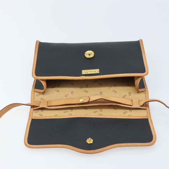 Christian Dior Shoulder Bag Nylon Black Gold Auth ka2831