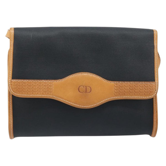 Christian Dior Shoulder Bag Nylon Black Gold Auth ka2831