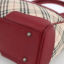 BURBERRY Nova Check Hand Bag Canvas Beige Silver Auth ka2833-9