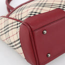 BURBERRY Nova Check Hand Bag Canvas Beige Silver Auth ka2833-14