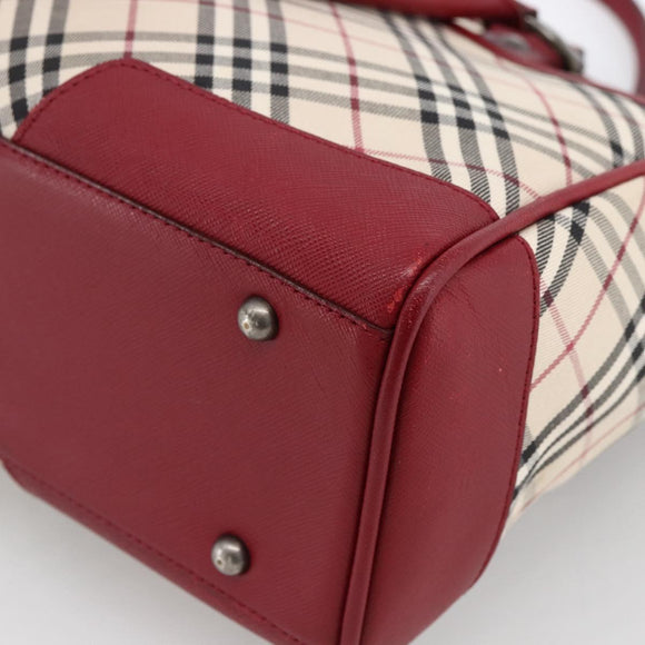 BURBERRY Nova Check Hand Bag Canvas Beige Silver Auth ka2833