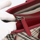 BURBERRY Nova Check Hand Bag Canvas Beige Silver Auth ka2833-10