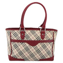 BURBERRY Nova Check Hand Bag Canvas Beige Silver Auth ka2833-13