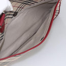 BURBERRY Nova Check Hand Bag Canvas Beige Silver Auth ka2833-23