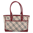 BURBERRY Nova Check Hand Bag Canvas Beige Silver Auth ka2833-2