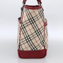 BURBERRY Nova Check Hand Bag Canvas Beige Silver Auth ka2833-3
