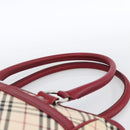BURBERRY Nova Check Hand Bag Canvas Beige Silver Auth ka2833-8