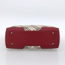BURBERRY Nova Check Hand Bag Canvas Beige Silver Auth ka2833-5