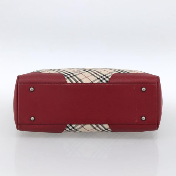BURBERRY Nova Check Hand Bag Canvas Beige Silver Auth ka2833