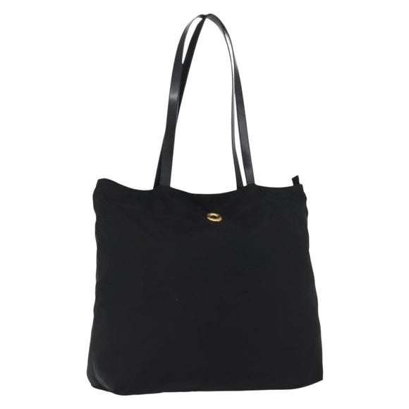 CELINE Circle Tote Bag Nylon Black Gold Auth ka2834