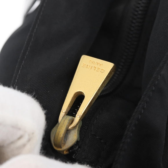 CELINE Circle Tote Bag Nylon Black Gold Auth ka2834
