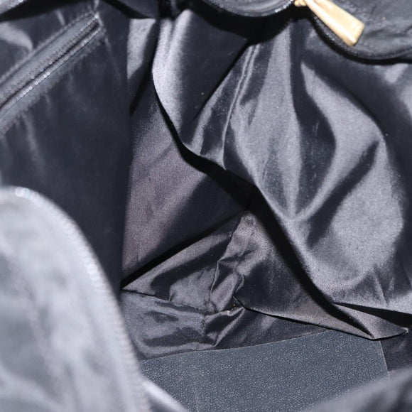CELINE Circle Tote Bag Nylon Black Gold Auth ka2834
